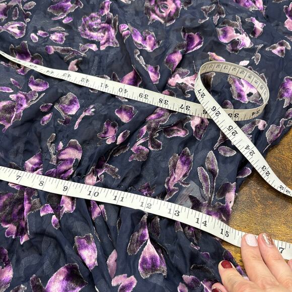 Faded Glory Size XXL Floral Velvet Burnout Top Floral Whimsigoth Fairy Grunge - Picture 11 of 14